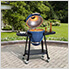 20-Inch Charcoal Kamado Grill with Pizza Stone and Wheels (Blue)