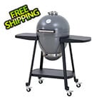 Sunjoy Group 20-Inch Charcoal Kamado Grill with Pizza Stone and Wheels (Grey)