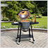 20-Inch Charcoal Kamado Grill with Pizza Stone and Wheels (Grey)