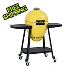 Sunjoy Group 20-Inch Charcoal Kamado Grill with Pizza Stone and Wheels (Yellow)