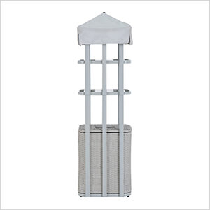 Aluminum Pool Towel Valet with 2-tier Shelves and Wicker Storage Basket (Grey)