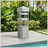 Aluminum Pool Towel Valet with 2-tier Shelves and Wicker Storage Basket (Grey)