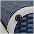Aluminum Pool Towel Valet with 2-tier Shelves and Wicker Storage Basket (Navy)
