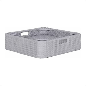24 x 24 Inch Wicker Floating Tray with Aluminum Frame (Grey)