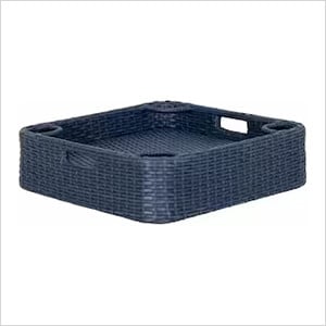 24 x 24 Inch Wicker Floating Tray with Aluminum Frame (Navy)