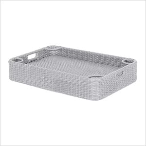 36 x 24 Inch Wicker Floating Tray with Aluminum Frame (Grey)
