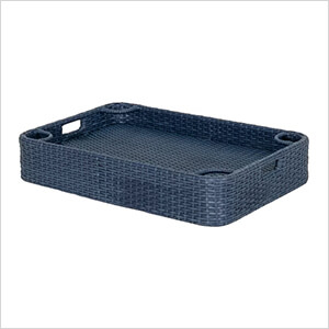 36 x 24 Inch Wicker Floating Tray with Aluminum Frame (Navy)