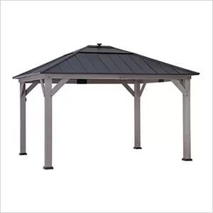11 x 13 Cedar Framed Gazebo with Polycarbonate Hip Roof and Solar Powered LED Lights