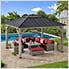11 x 13 Cedar Framed Gazebo with Polycarbonate Hip Roof and Solar Powered LED Lights