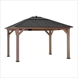 11 x 13 Cedar Framed Gazebo with Polycarbonate Hip Roof and Solar Powered LED Lights