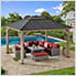 11 x 13 Cedar Framed Gazebo with Polycarbonate Hip Roof and Solar Powered LED Lights