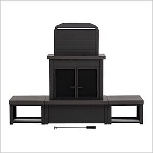 Outdoor Fireplace with Wood Storage and Chimney (Brown)