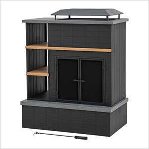 42-Inch Aukland Steel Wood Burning Fireplace with Log Holders, Poker and Cover