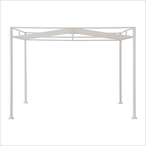 10 x 10 Metal Pergola with White Sling Fabric Canopy