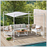 10 x 10 Metal Pergola with White Sling Fabric Canopy