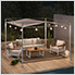 10 x 10 Metal Pergola with White Sling Fabric Canopy