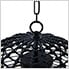 Outdoor Wicker Chandelier Hanging Light Fixture with Remote Control (Black)