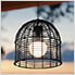 Outdoor Wicker Chandelier Hanging Light Fixture with Remote Control (Black)