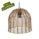 Sunjoy Group Outdoor Wicker Chandelier Hanging Light Fixture with Remote Control (Light Brown)