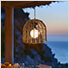 Outdoor Wicker Chandelier Hanging Light Fixture with Remote Control (Light Brown)