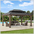 12 x 16 Wooden 2-Tier Aluminum Hardtop Gazebo with Ceiling Hook (Black Roof)