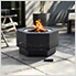 28-Inch Black Steel Wood Burning Outdoor Smokeless Fire Pit