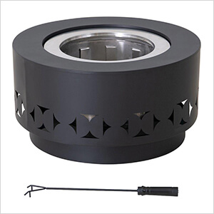 28-Inch Black Steel Wood Burning Outdoor Smokeless Fire Pit