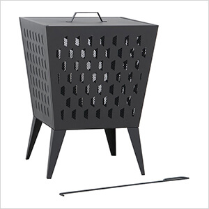 18-Inch Black Steel Outdoor Wood Burning Backyard Fire Pit
