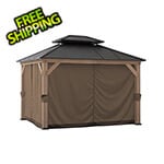 Sunjoy Group Replacement Privacy Curtains for 10 x 12 Wood Frame Gazebo (Brown)