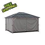 Sunjoy Group Replacement Privacy Curtains for 13 x 15 Wood Frame Gazebo (Black)