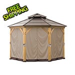 Sunjoy Group Replacement Privacy Curtains for 13 x 13 Hardtop Gazebo (Beige/Brown)