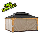 Sunjoy Group Replacement Privacy Curtains for 12 x 16 Wood Frame Gazebo (Beige / Brown)