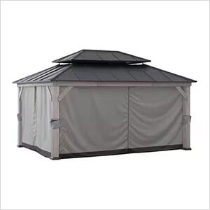 Replacement Privacy Curtains for 12 x 16 Wood Frame Gazebo (Grey / Black)