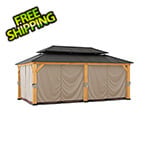 Sunjoy Group Replacement Privacy Curtains for 12 x 20 Hardtop Gazebos (Beige/Brown)