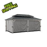 Sunjoy Group Replacement Privacy Curtains for 12 x 20 Hardtop Gazebos (Grey/Black)