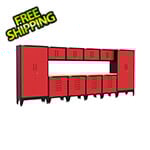 Armadillo Tough Red 12-Piece Garage Cabinet Set with Levelers