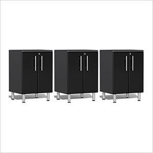 3-Piece 2-Door Garage Cabinet Kit in Midnight Black Metallic