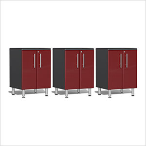 3-Piece 2-Door Garage Cabinet Kit in Ruby Red Metallic
