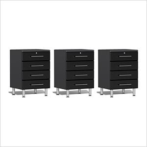 3-Piece 4-Drawer Garage Cabinet Kit in Midnight Black Metallic