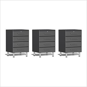 3-Piece 4-Drawer Garage Cabinet Kit in Graphite Grey Metallic
