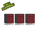 Ulti-MATE Garage Cabinets 3-Piece 4-Drawer Garage Cabinet Kit in Ruby Red Metallic