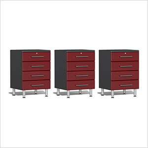 3-Piece 4-Drawer Garage Cabinet Kit in Ruby Red Metallic