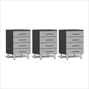3-Piece 4-Drawer Garage Cabinet Kit in Stardust Silver Metallic