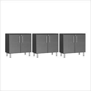 3-Piece 2-Door Oversized Garage Cabinet Kit in Graphite Grey Metallic