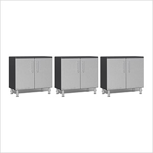 3-Piece 2-Door Oversized Garage Cabinet Kit in Stardust Silver Metallic