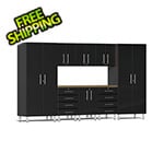 Ulti-MATE Garage Cabinets 9-Piece Garage Cabinet Kit with Bamboo Worktop in Midnight Black Metallic