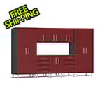 Ulti-MATE Garage Cabinets 9-Piece Garage Cabinet Kit with Bamboo Worktop in Ruby Red Metallic