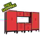 Armadillo Tough Red 6-Piece Garage Cabinet Set with Levelers