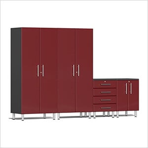 4-Piece Garage Cabinet System in Ruby Red Metallic