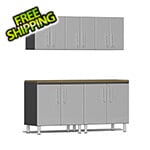 Ulti-MATE Garage Cabinets 6-Piece Garage Cabinet Kit with Bamboo Worktop in Stardust Silver Metallic